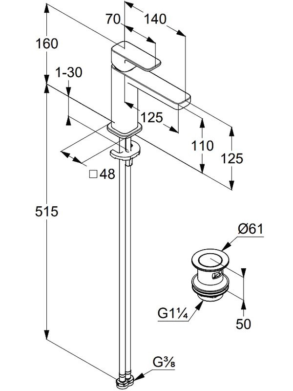 Смеситель для раковины Kludi Renon 42288N275 оружейная сталь PVD