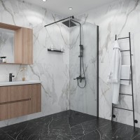 Душевая перегородка Niagara Eco NG-551-80 BLACK 80х190, профиль черный, стекло прозрачное