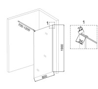 Душевая перегородка Niagara Eco NG-551-80 BLACK 80х190, профиль черный, стекло прозрачное