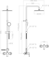 Душевая стойка Ramonsoler Titanium 1878RP240 хром