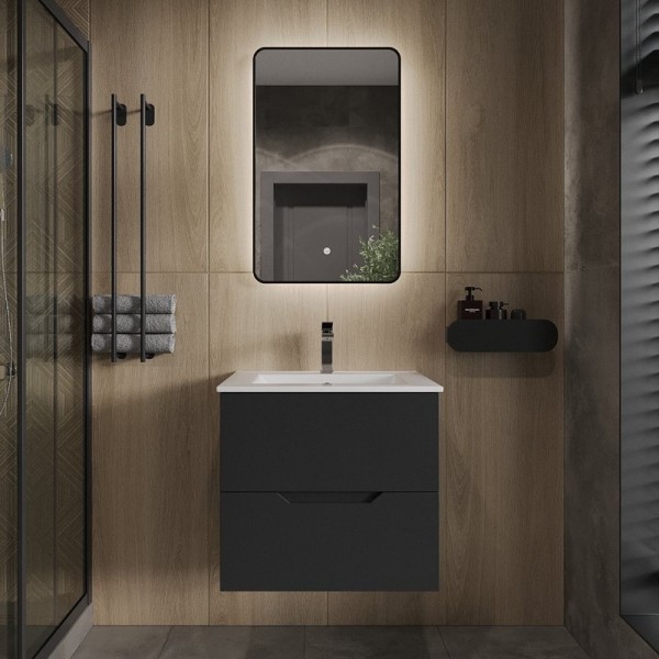 Мебель для ванной комнаты Orange Line 60 черная матовая