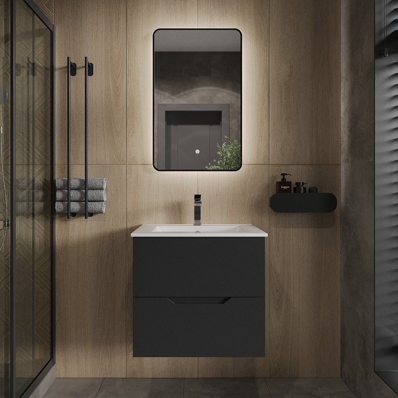 Мебель для ванной комнаты Orange Line 60 черная матовая