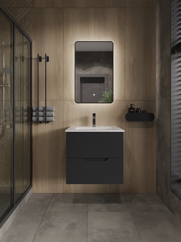 Мебель для ванной комнаты Orange Line 60 черная матовая