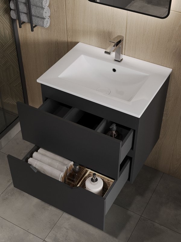 Мебель для ванной комнаты Orange Line 60 черная матовая