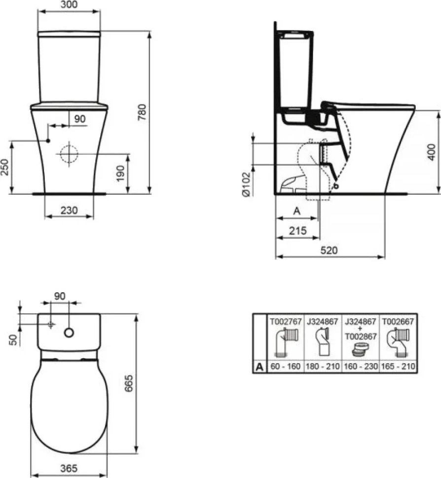Унитаз-компакт напольный Ideal Standard Connect Air AquaBlade E013701 с микролифтом