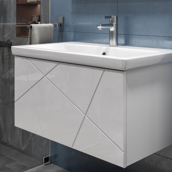 Тумба с раковиной Vigo Geometry 80 подвесная, белая, раковина Como 70