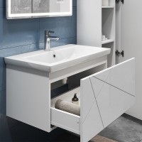 Тумба с раковиной Vigo Geometry 80 подвесная, белая, раковина Como 70