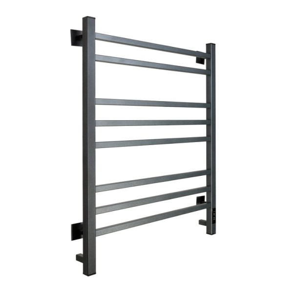 Полотенцесушитель электрический Comfysan Verona-K EC-8 80x45 см, подключение справа, слева, скрытое подключение справа, оружейная сталь, лесенка, из стали