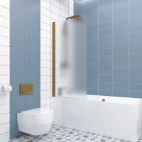 Шторка на ванну Kubele DE020 DE020P601-MAT-BR- 85х150 150х85, профиль бронза светлая, стекло матовое