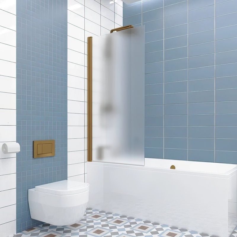 Шторка на ванну Kubele DE020 DE020P601-MAT-BR- 85х150 150х85, профиль бронза светлая, стекло матовое