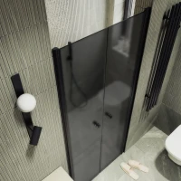 Душевая дверь в нишу Maybahglass MGD-429-6 120 см, профиль матовый черный, стекло графит матовый