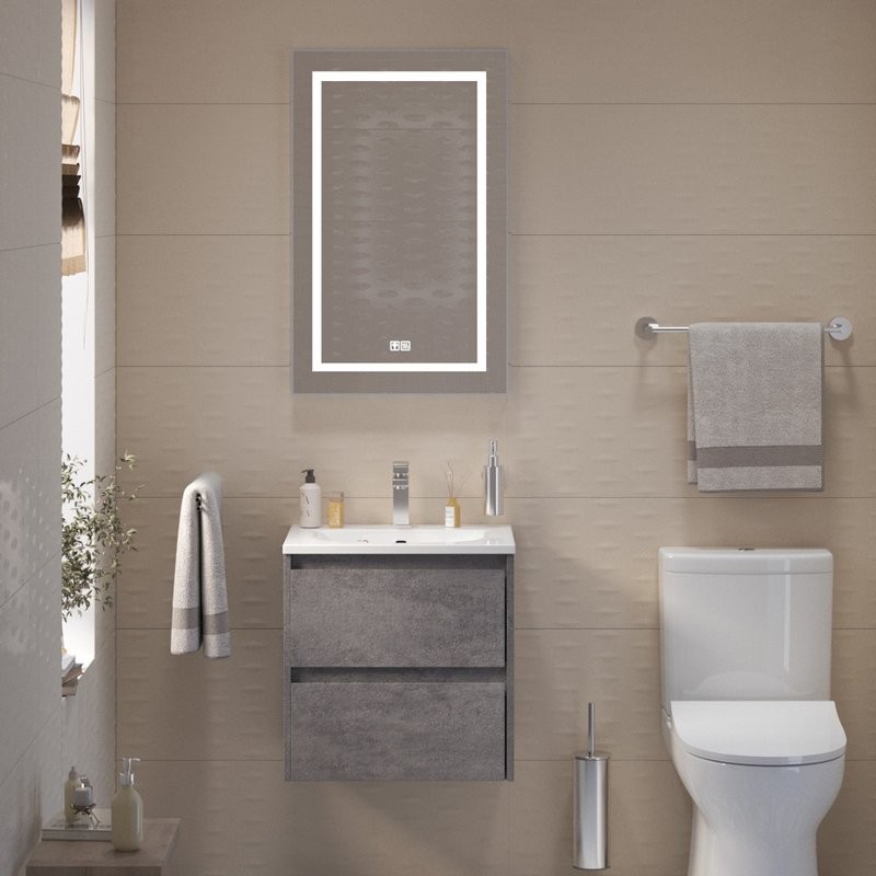 Тумба с раковиной BelBagno Kraft 39 50 cemento grigio, раковина BB-8099-3-50