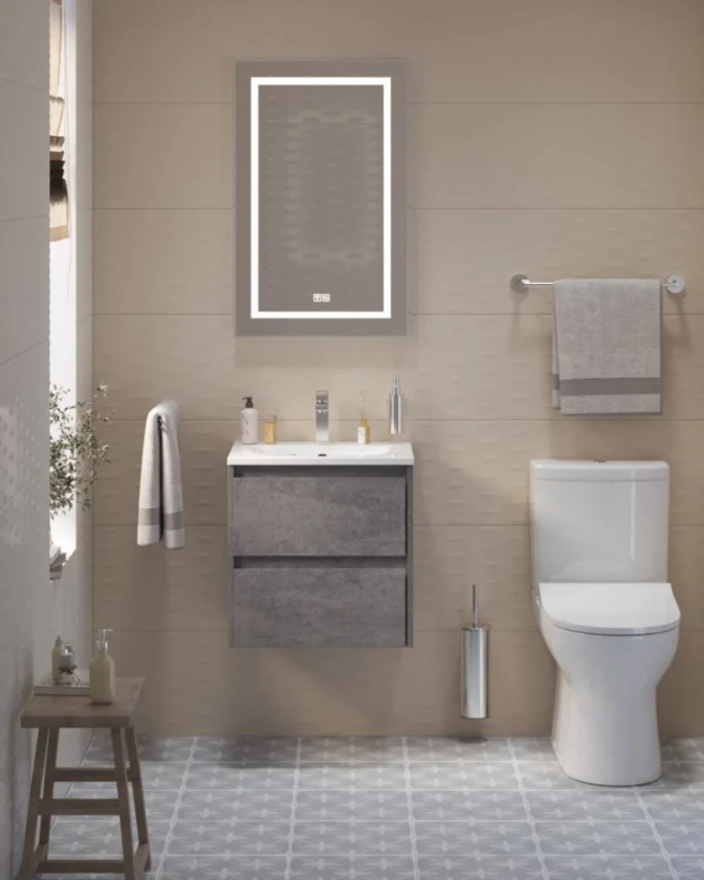 Тумба с раковиной BelBagno Kraft 39 50 cemento grigio, раковина BB-8099-3-50