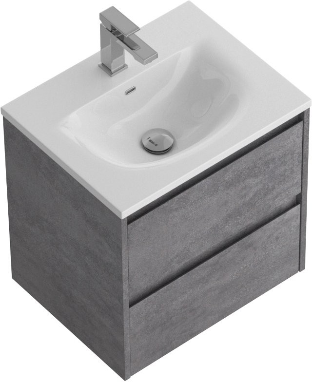 Тумба с раковиной BelBagno Kraft 39 50 cemento grigio, раковина BB-8099-3-50