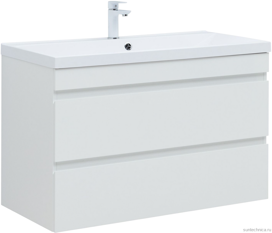 Тумба с раковиной Aquanet Нота new 100 подвесная, белая глнцевая