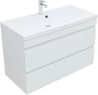 Тумба с раковиной Aquanet Нота new 100 подвесная, белая глнцевая