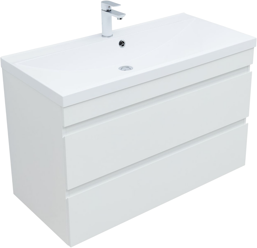 Тумба с раковиной Aquanet Нота new 100 подвесная, белая глнцевая