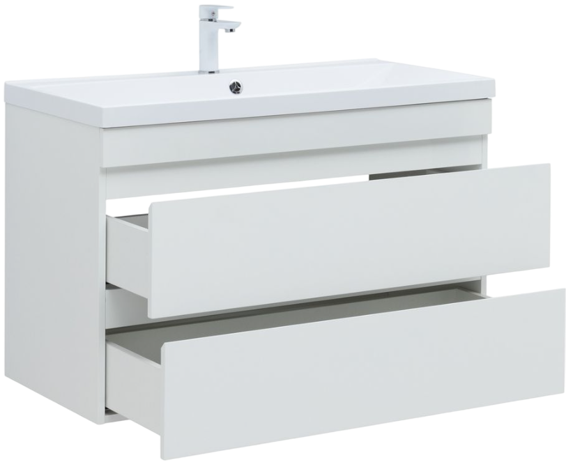 Тумба с раковиной Aquanet Нота new 100 подвесная, белая глнцевая