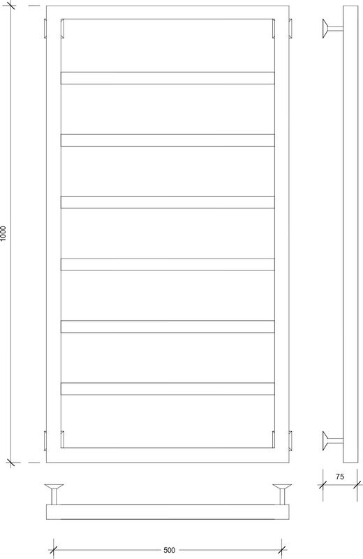 Полотенцесушитель водяной Secado Парма 2 100x55 см, матовый черный, лесенка