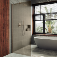 Душевая перегородка Maybahglass MGD-1354-2ш 99 см, профиль бронза, стекло бронза матовое