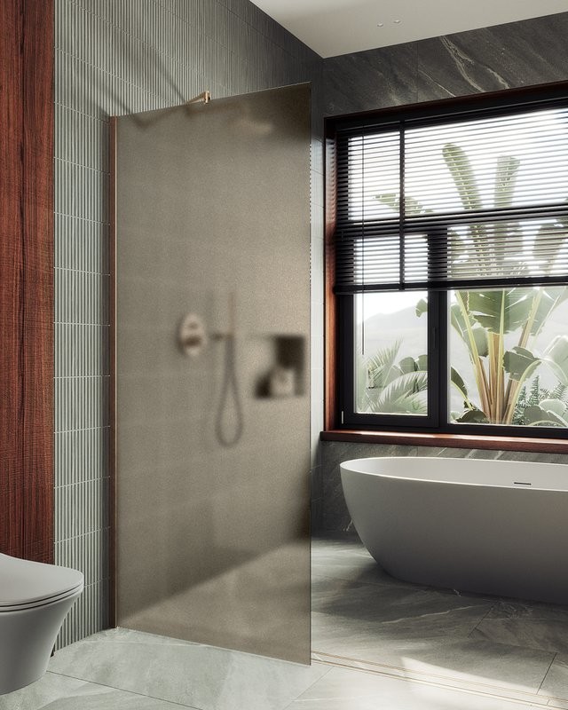 Душевая перегородка Maybahglass MGD-1354-2ш 99 см, профиль бронза, стекло бронза матовое