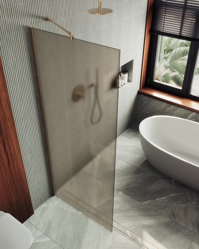 Душевая перегородка Maybahglass MGD-1354-2ш 99 см, профиль бронза, стекло бронза матовое