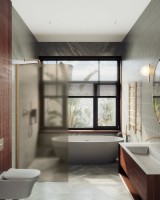 Душевая перегородка Maybahglass MGD-1354-2ш 99 см, профиль бронза, стекло бронза матовое