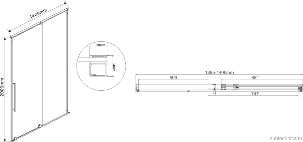 Душевая дверь в нишу Vincea Arno VPS-1A140CL 140 см, хром, стекло прозрачное
