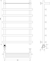 Полотенцесушитель электрический Secado Понтида 1 СП, L 100x60 см, подключение слева, глянцевый хром, лесенка, с полкой
