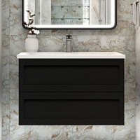 Тумба с раковиной Art&Max Platino 100 подвесная, черная матовая, под раковину AM7117-100