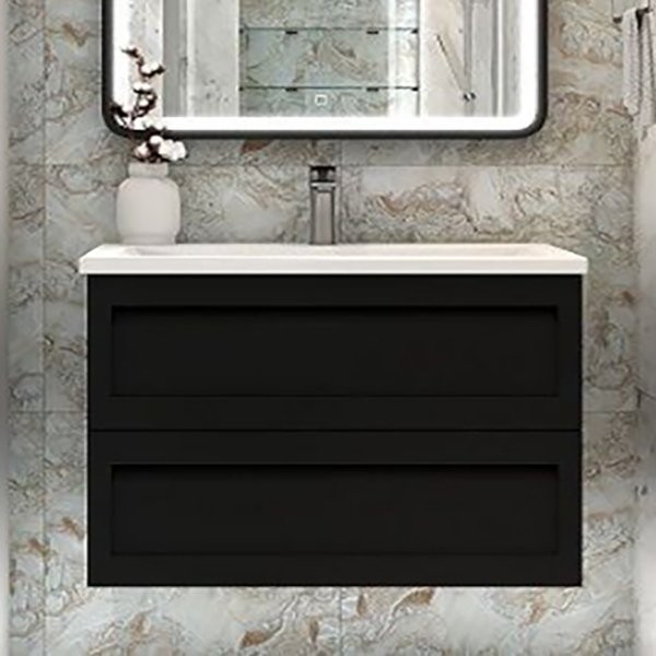 Тумба с раковиной Art&Max Platino 100 подвесная, черная матовая, под раковину AM7117-100