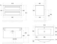 Тумба с раковиной Art&Max Platino 100 подвесная, черная матовая, под раковину AM7117-100