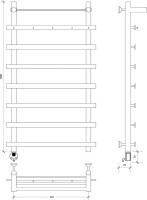 Полотенцесушитель электрический Secado Понтида 1 КСП, L 100x60 см, подключение слева, матовый черный, лесенка, с полкой