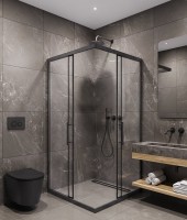 Душевой уголок Timo TKSS-100/03C-8 100x100 см, профиль черный, стекло прозрачное