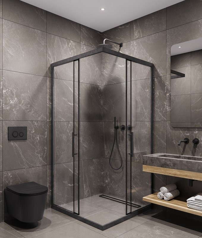 Душевой уголок Timo TKSS-100/03C-8 100x100 см, профиль черный, стекло прозрачное