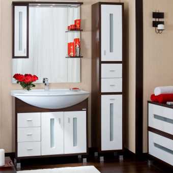 Мебель для ванной Бриклаер Бали 85 венге, белый глянец