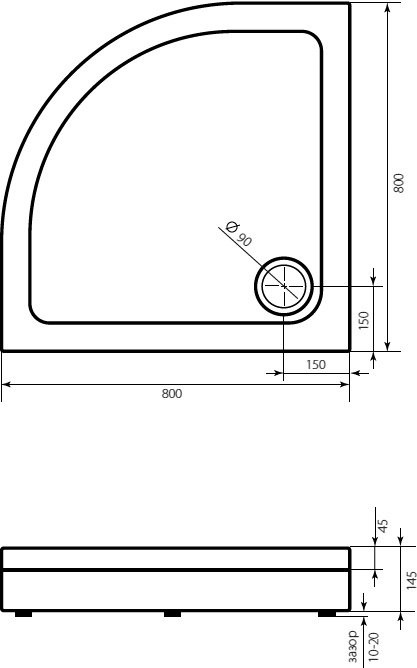 Поддон для душа Bas Раунд R 80x80