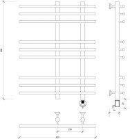 Полотенцесушитель электрический Secado Турин 3 80x55 см, подключение справа, матовый черный, лесенка