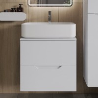 Тумба с раковиной Orange Line 60 подвесная, 2 ящика, матовая белая с раковиной B07-600W