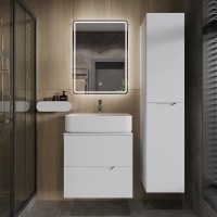 Тумба с раковиной Orange Line 60 подвесная, 2 ящика, матовая белая с раковиной B07-600W