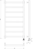 Полотенцесушитель электрический Secado Корсико 1 R 105x55 см, подключение справа, хром, лесенка