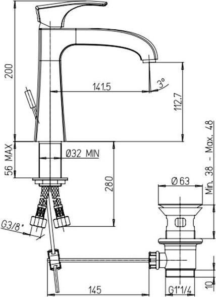 Смеситель для раковины Paini Lady 89YO211KM