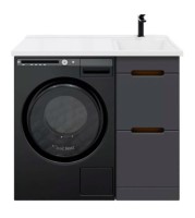Тумба с раковиной SanStar Darko 100 R под стиральную машину дуб вотан, графит софт, раковина Космос