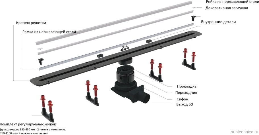 Душевой трап (лоток) Pestan Confluo Slim Line 300 с решеткой