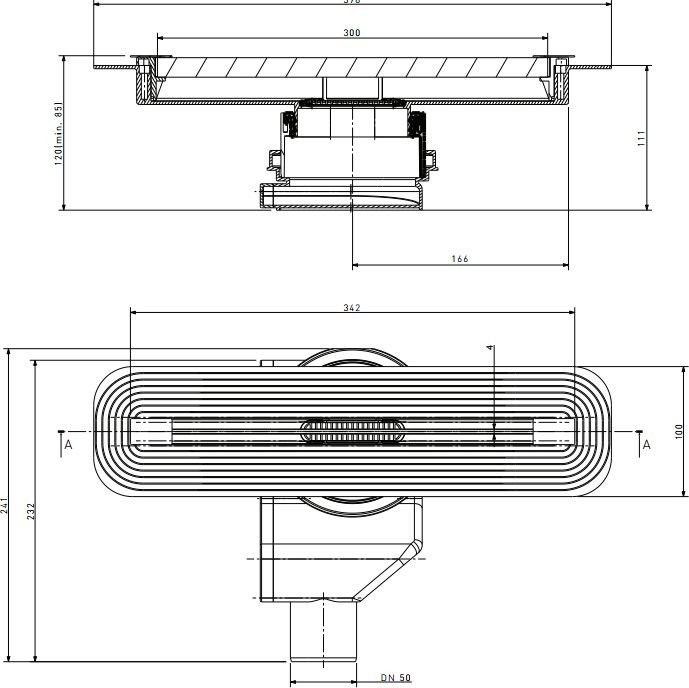 Душевой трап (лоток) Pestan Confluo Slim Line 300 с решеткой