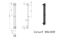 Полотенцесушитель электрический Grota Corsa K N RAL9005 EL 10х120, с крючками, матовый черный