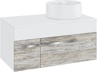 Тумба с раковиной Runo Вудлайн 85 подвесная, скандинавский дуб, раковина Sole 40