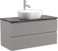 Тумба с раковиной Sancos Snob R 100 см, doha soft, столешница черный мрамор, раковина CN6019