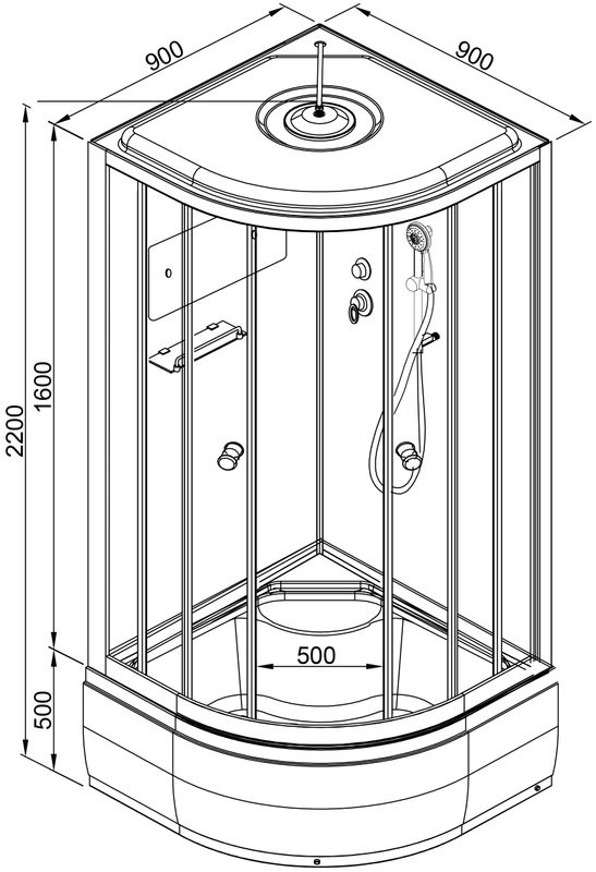 Душевая кабина DTO D 10SEL с высоким поддоном, с сиденьем