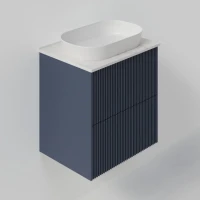 Тумба под раковину со столешницей La Fenice Terra Twin 60 подвесная, blu grigio, столешница белый мрамор